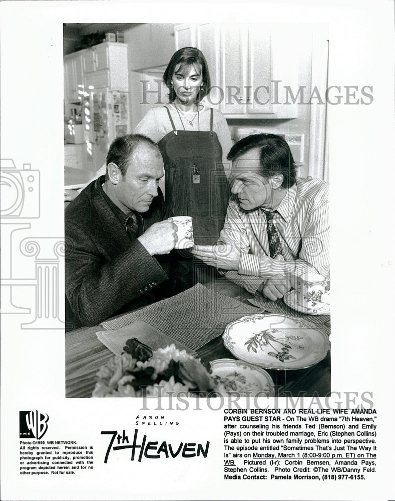 1999 Press Photo Corbin Bernson, Amanda Pays, Stephen Collins "7th Heaven"- Historic Images