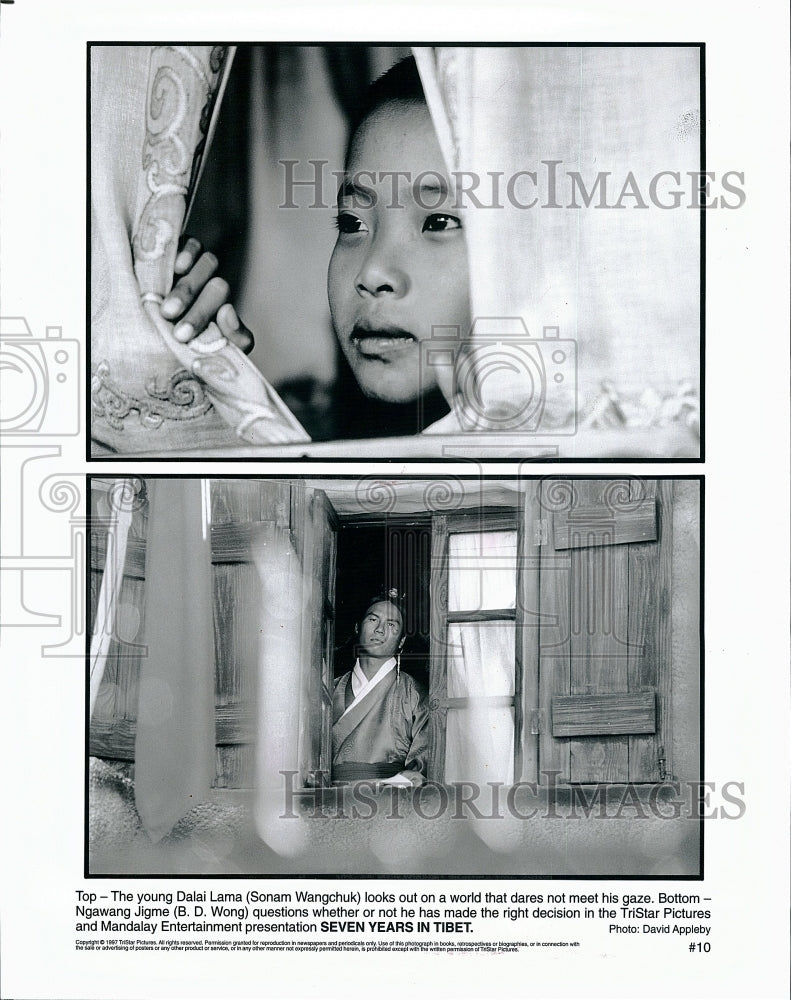 1997 Press Photo Sonam Wangchuk, B. D. Wong &quot;Seven Years in Tibet&quot;- Historic Images