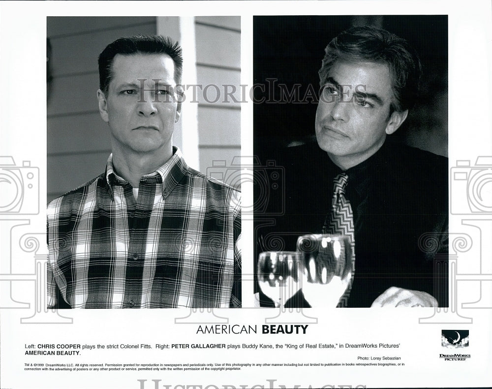 1999 Press Photo Chris Cooper, Peter Gallagher &quot;American Beauty&quot;- Historic Images