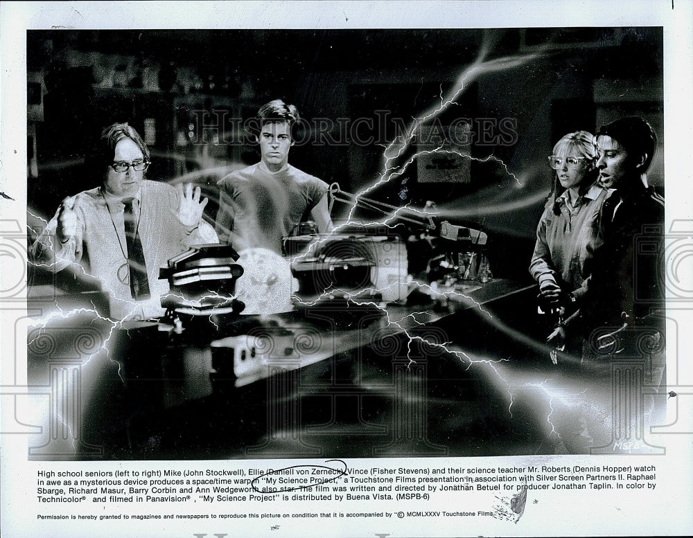 1985 Press Photo John Stockwell, Daniell Von Zerneck &quot;My Science Project&quot;- Historic Images