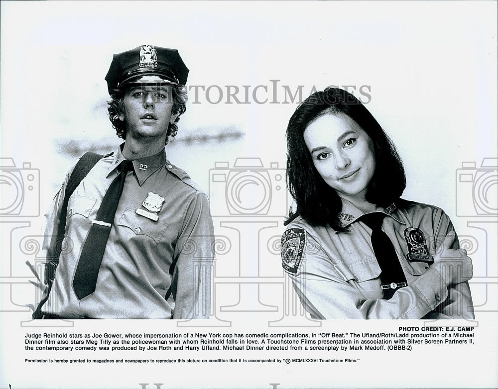 1986 Press Photo J. Reinhold, Meg Tilly &quot;Off Beat&quot;- Historic Images