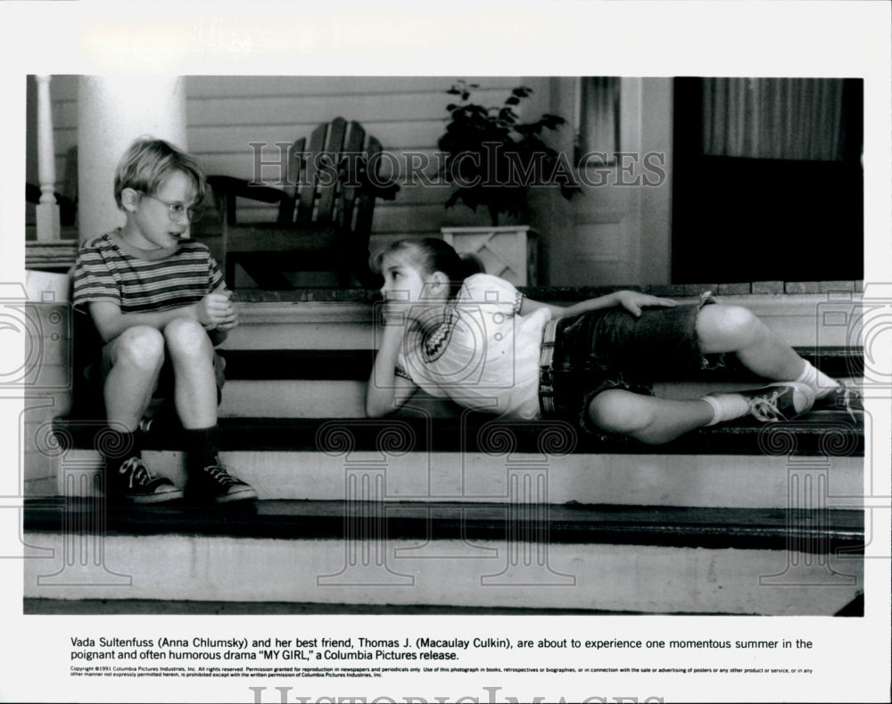 1991 Press Photo Macaulay Culkin, Anna Chlumsky &quot;My Girl&quot;- Historic Images