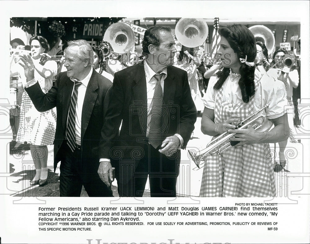 1996 Press Photo Jack Lemmon, James Garner, Jeff Yagher, &quot;My Fellow Americans&quot;- Historic Images