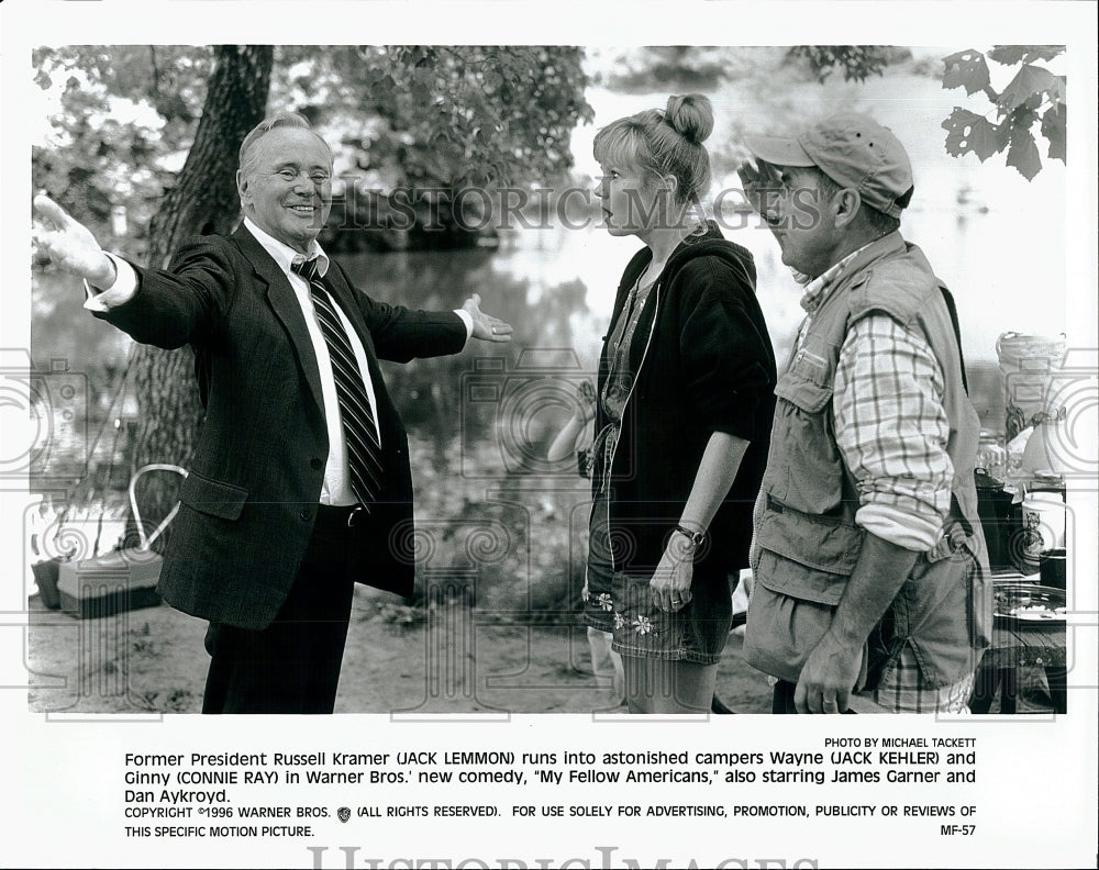 1996 Press Photo Jack Lemmon, Jack Kehler, Connie Ray, &quot;My Fellow Americans&quot;- Historic Images