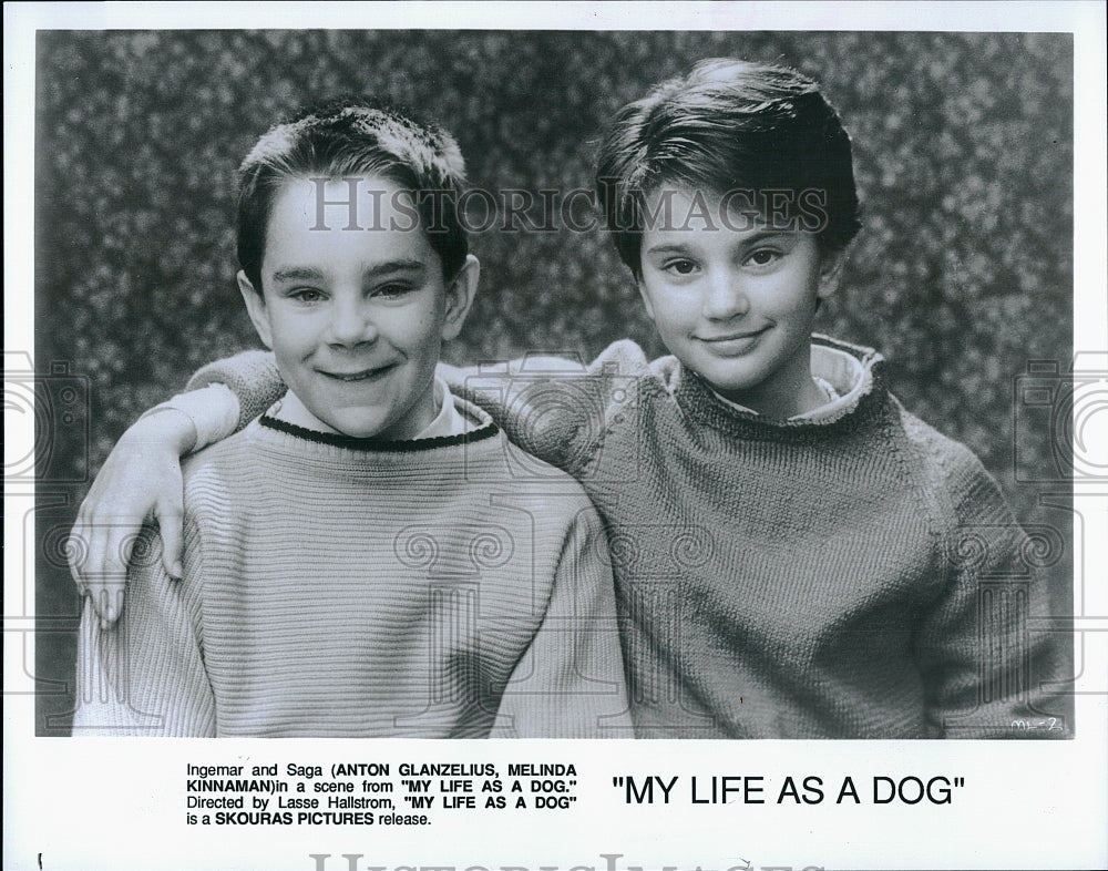 1985 Press Photo Anton Glanzelius and Melinda Kinnaman in My Life As A Dog- Historic Images