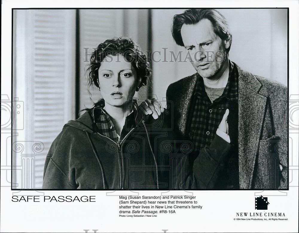 1994 Press Photo  &quot;Safe Passage&quot; Susan Sarandon &amp; Sam Shepard- Historic Images