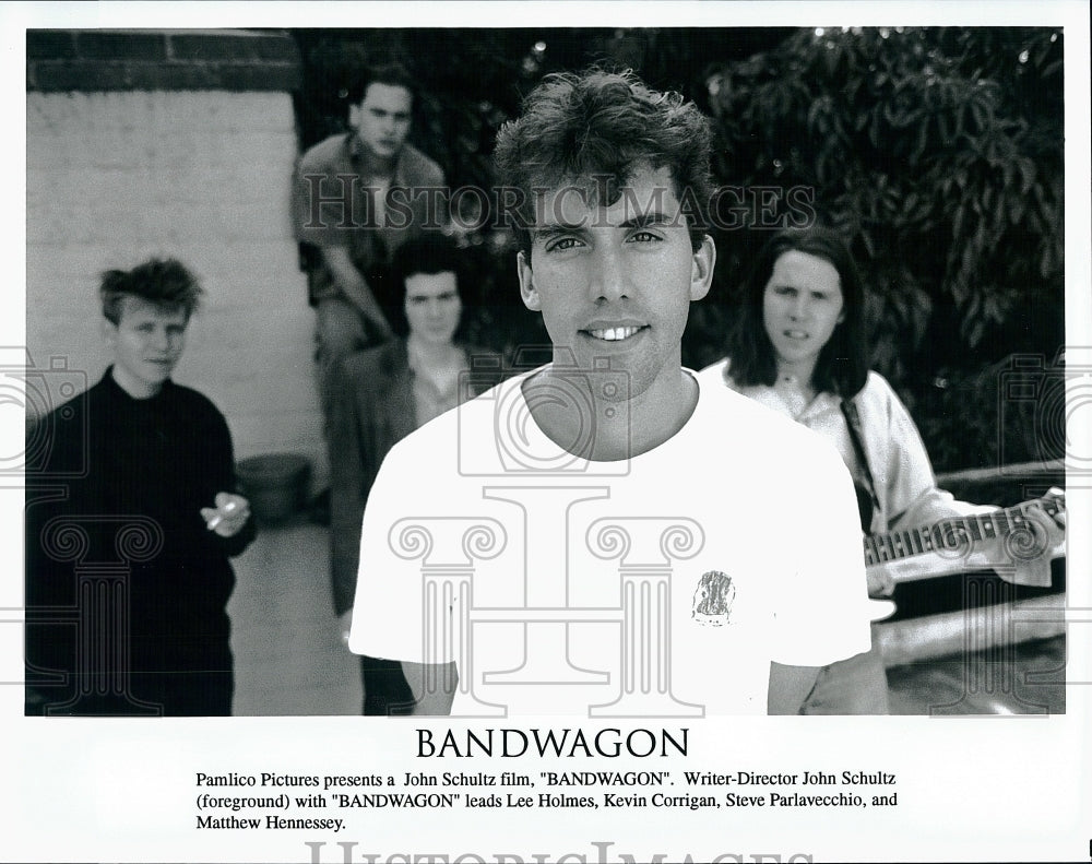 Press Photo John Schultz Writer Director Lee Holmes Kevin Corrigan Bandwagon - Historic Images