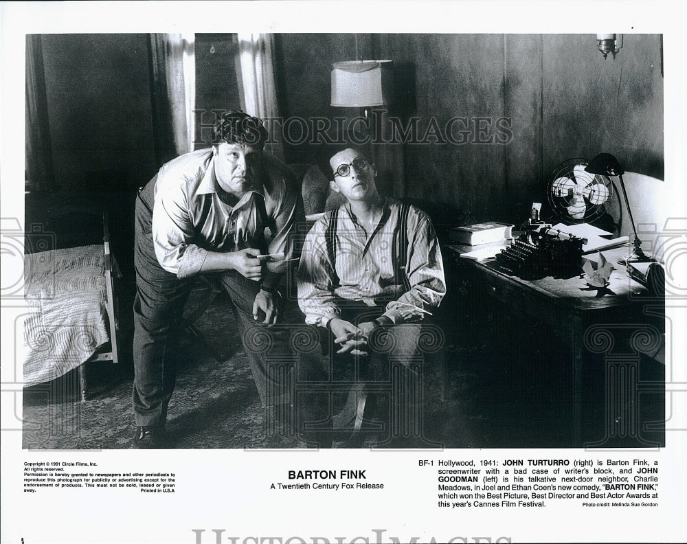 1991 Press Photo John Turturro and John Goodman in &quot;Barton Fink&quot;- Historic Images