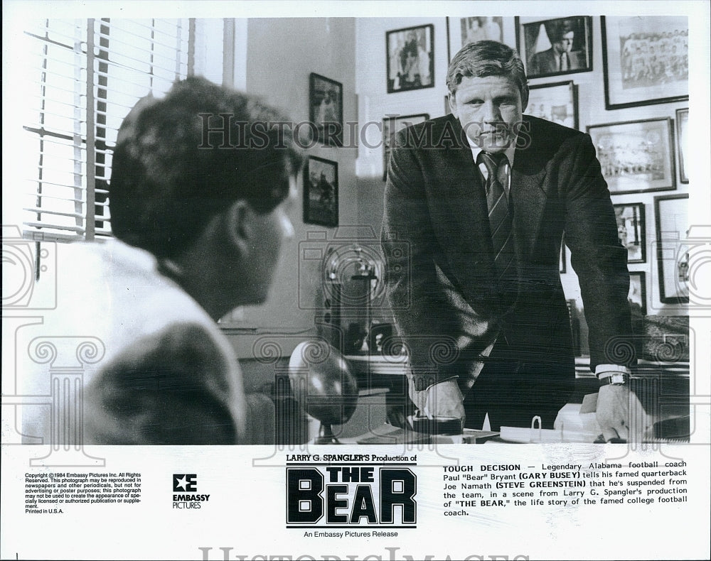 1984 Press Photo &quot;The Bear&quot; Gary Busey, Steve Greenstein- Historic Images