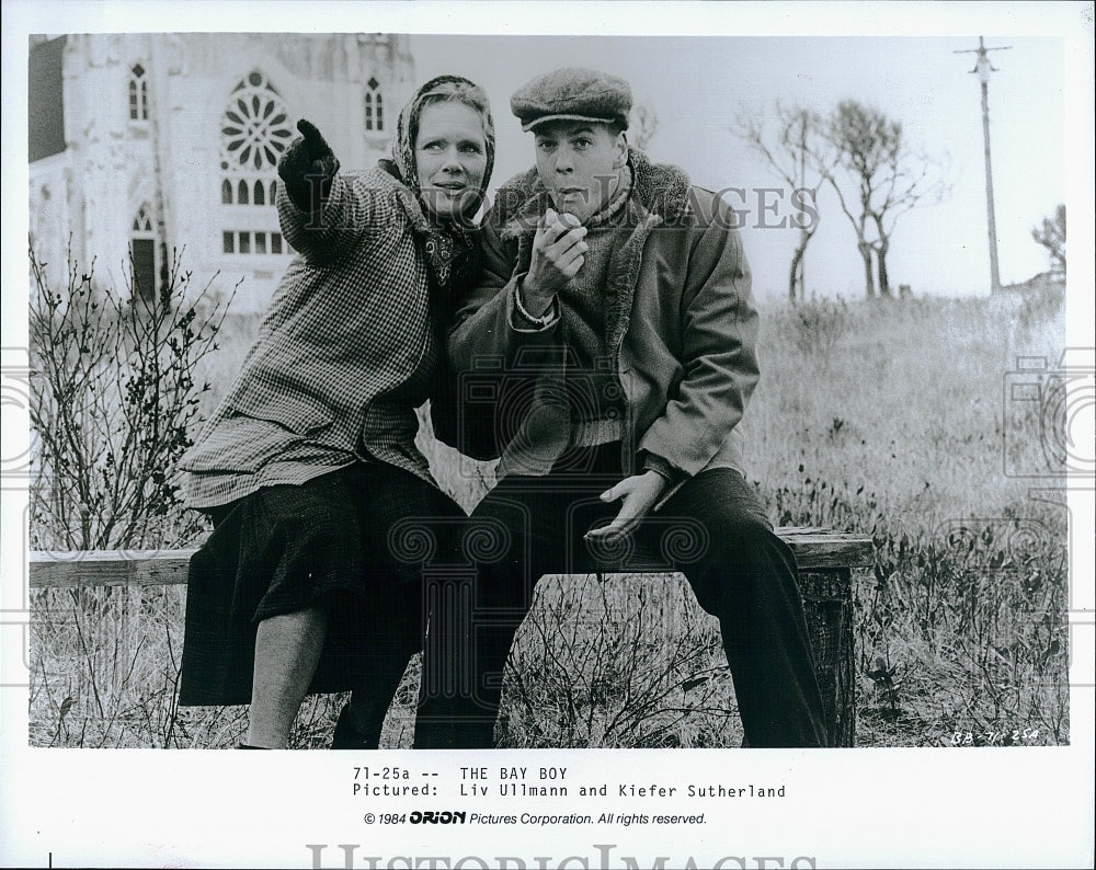 1984 Press Photo Liv Ullman and Kiefer Sutherland in &quot;The Bay Boy&quot;- Historic Images