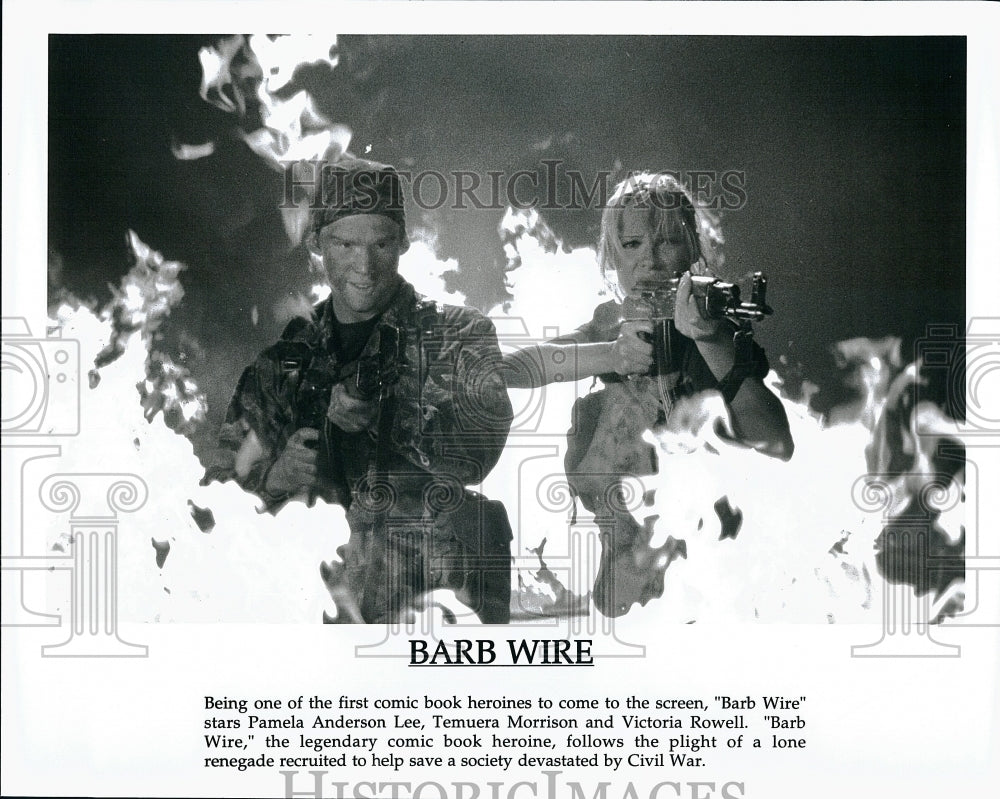 Press Photo Pamela Anderson Lee, Temuera Morrison, "Barb Wire"- Historic Images