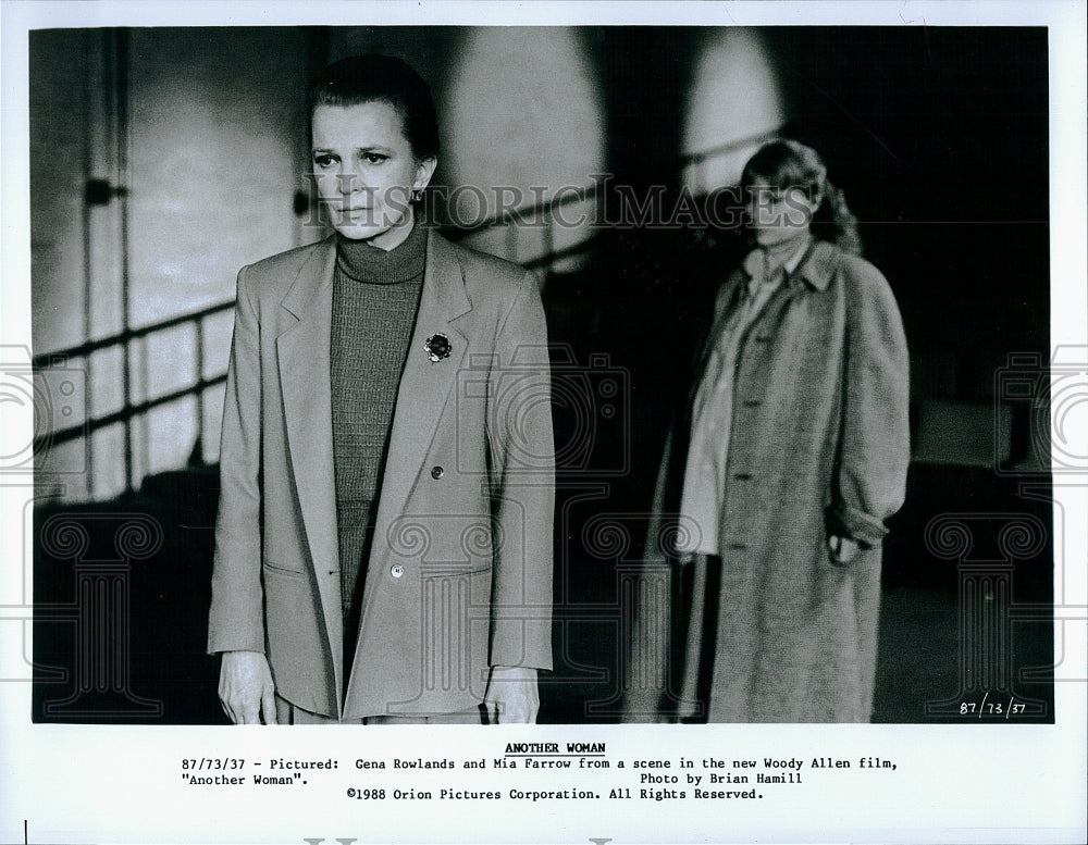 1988 Press Photo Gena Rowlands, Mia Farrow, &quot;Another Woman&quot;- Historic Images