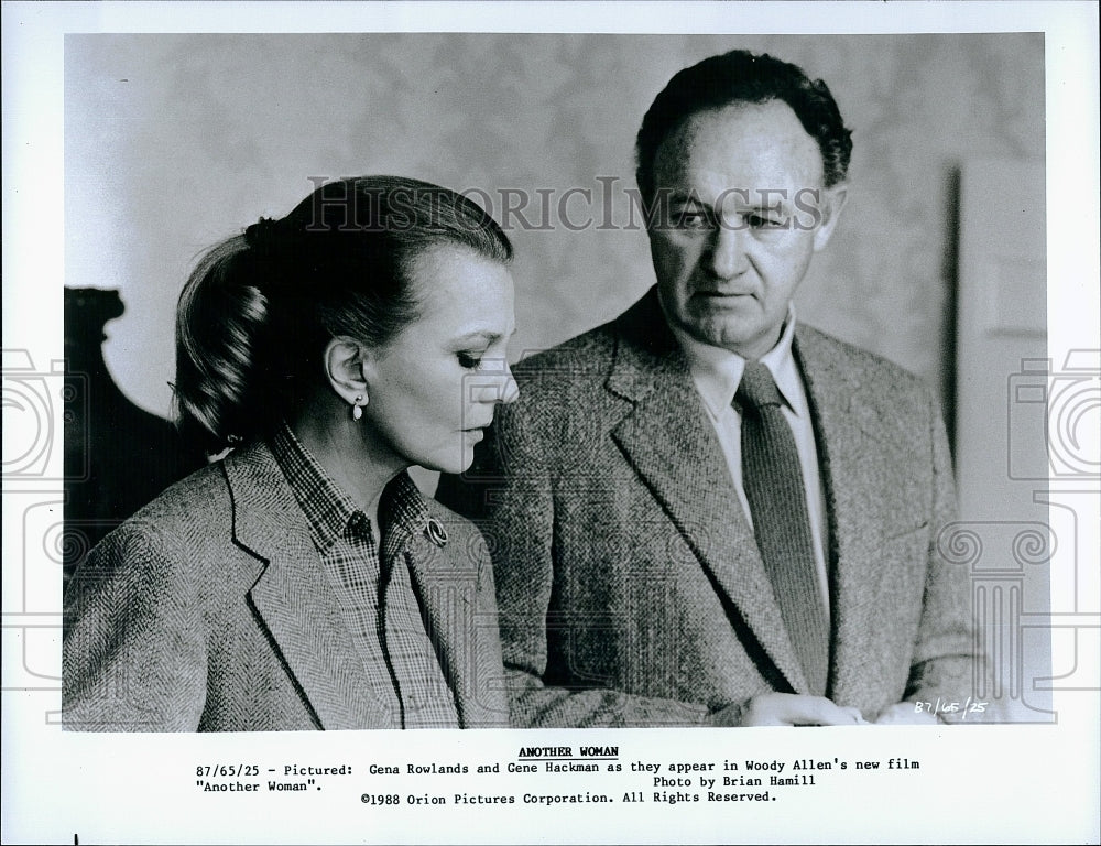 1988 Press Photo Gena Rowlands, Gene Hackman, &quot;Another Woman&quot;- Historic Images