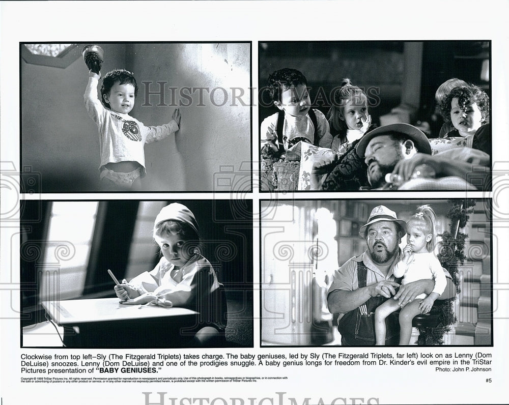 2000 Press Photo The Fitzgerald Triplets &amp; Dom DeLuise in &quot;Baby Geniuses&quot;- Historic Images