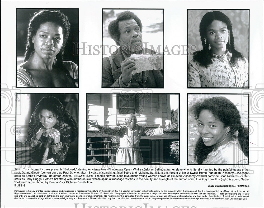 1998 Press Photo &quot;Beloved&quot; Oprah Winfrey,Danny Glover,Kim Elise,T Newton- Historic Images