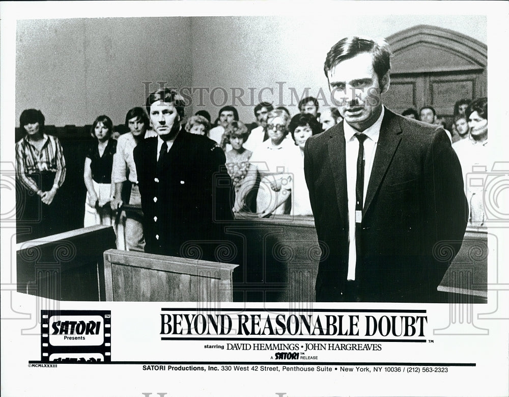 1983 Press Photo David Hemmings and John Hargreaves in &quot;Beyond Reasonable Doubt&quot;- Historic Images