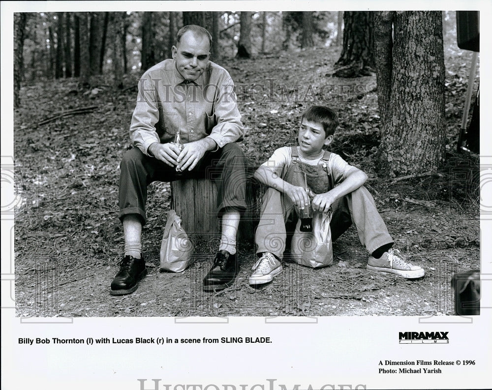 1996 Press Photo Billy Bob Thornton Actor Lucas Black Sling Blade Action Movie- Historic Images