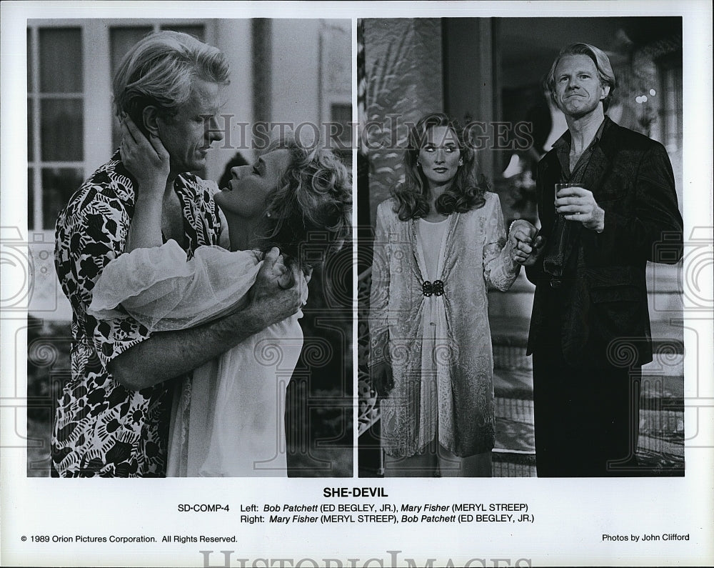 1989 Press Photo &quot;She-Devil&quot; Ed Begley Jr, Meryl Streep- Historic Images