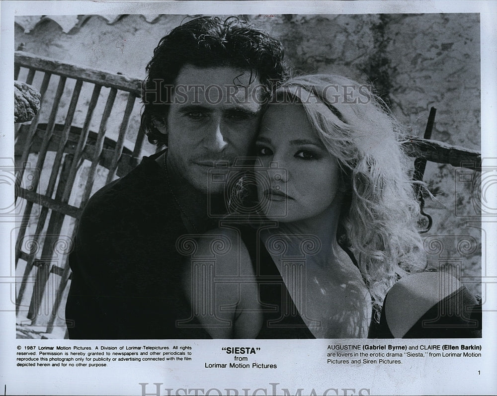 1987 Press Photo Gabriel Byrne Actor Ellen Barkin Actress Siesta Erotic Drama- Historic Images