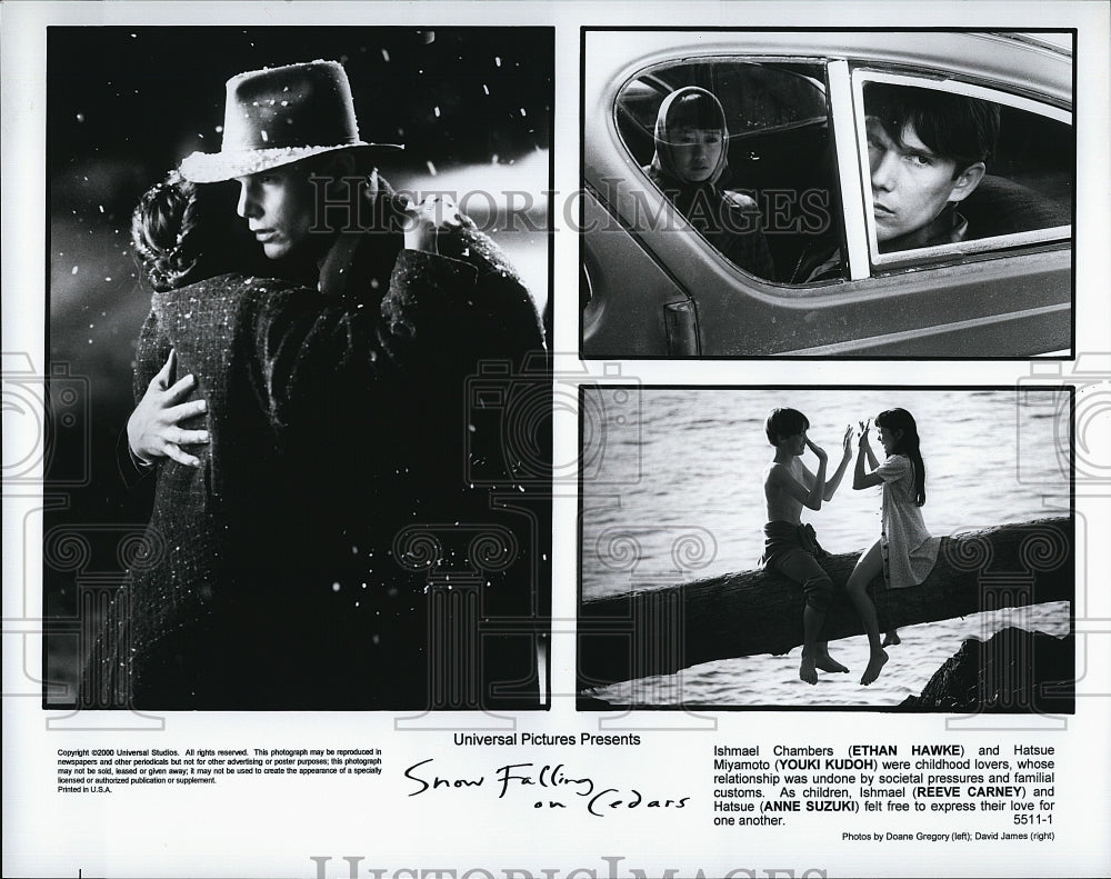 2000 Press Photo Ethan Hawke and Youki Kudoh in &quot;Snow Falling on Cedars&quot;- Historic Images