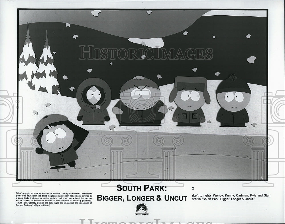1999 Press Photo Kenny Cartman Characters "South Park: Bigger Longer & Uncut"- Historic Images