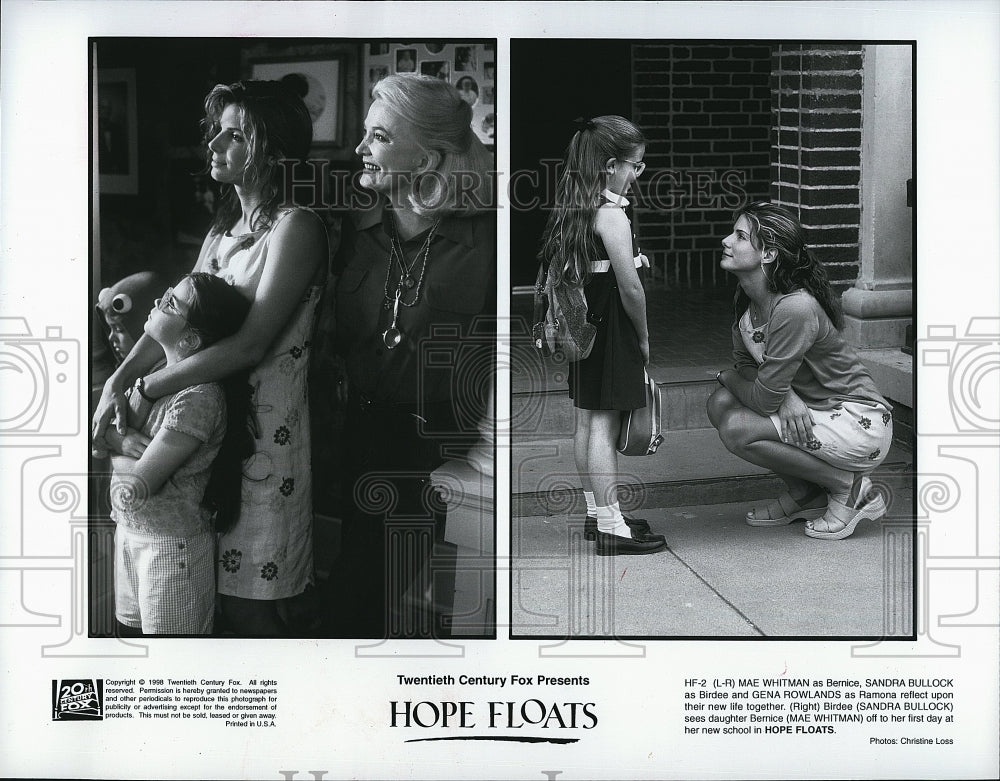 1998 Press Photo Mae Whitman, Sandra Bullock, Gena Rowlands, &quot;Hope Floats&quot;- Historic Images