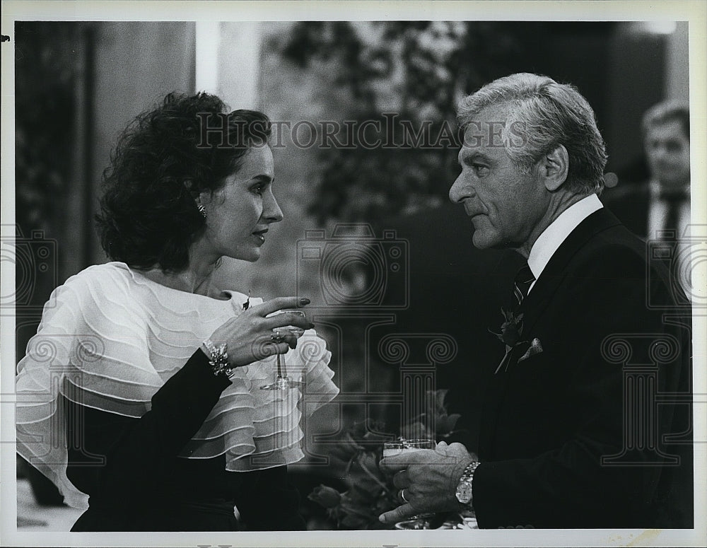 1985 Press Photo Actor Sam Wanamaker & Andrea Marcovicci in "Berrenger's"- Historic Images
