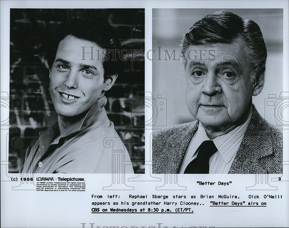 1988 Press Photo Actors Raphael Sbarge & Dick O'Neill in "Better Days"- Historic Images