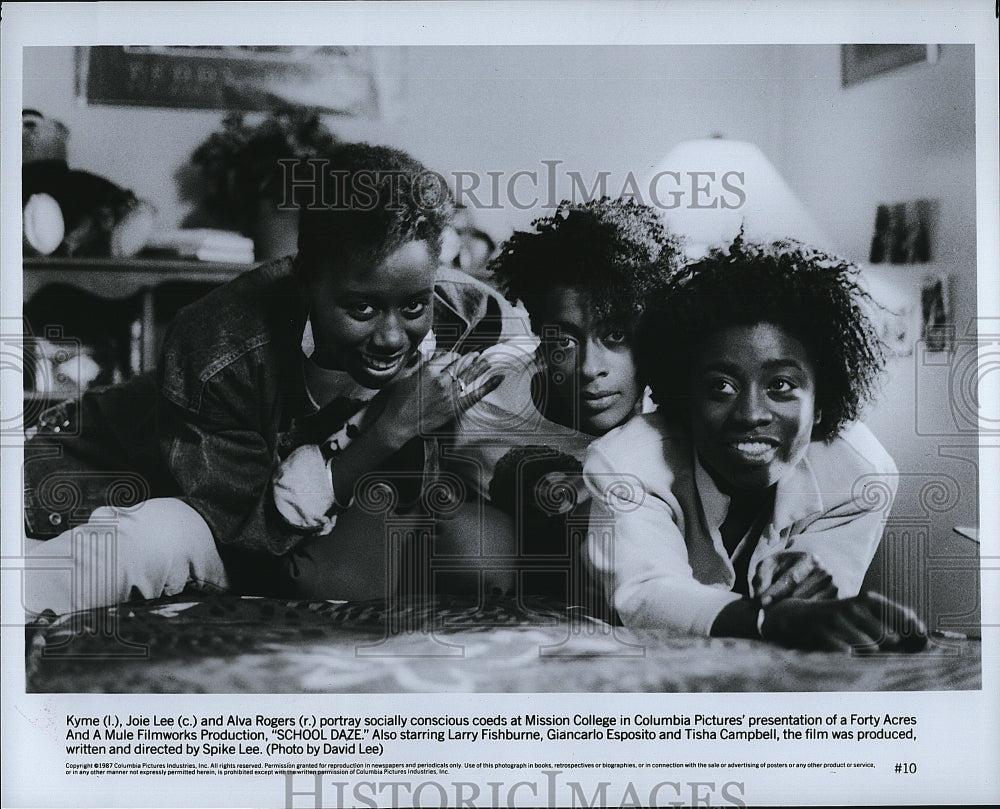 1987 Press Photo Kyme Joie Lee Alva Rogers Actress School Daze Comedy Movie Film- Historic Images