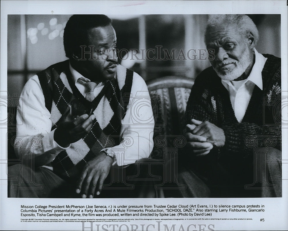 1987 Press Photo Art Evans Actor Joe Seneca School Daze Drama Movie Film- Historic Images