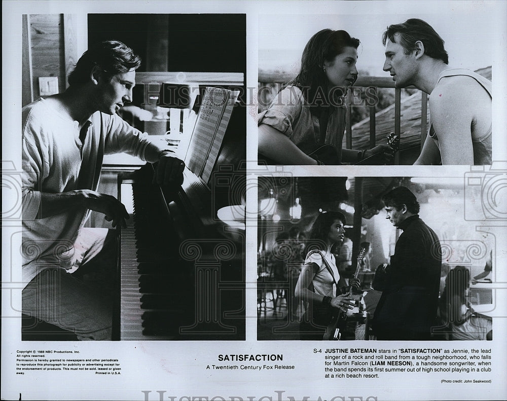 1988 Press Photo Justine Bateman Actress Liam Neeson Actor Satisfaction Movie- Historic Images