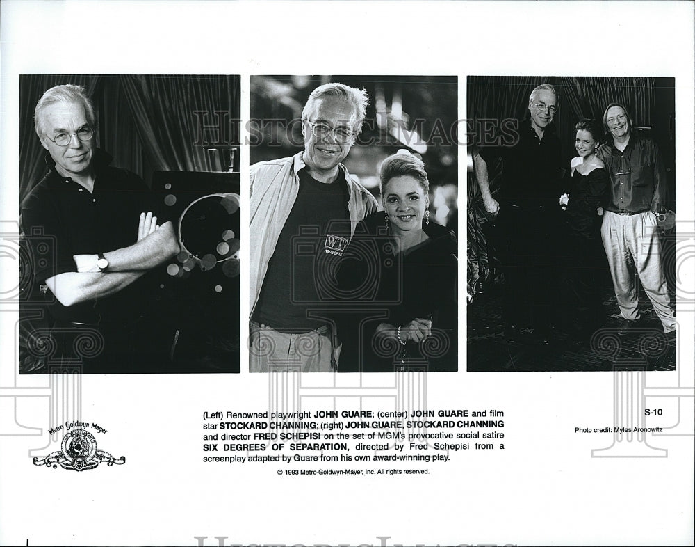 1993 Press Photo John Guare Stockard Channing Fred Schepisi Six Degrees Movie- Historic Images