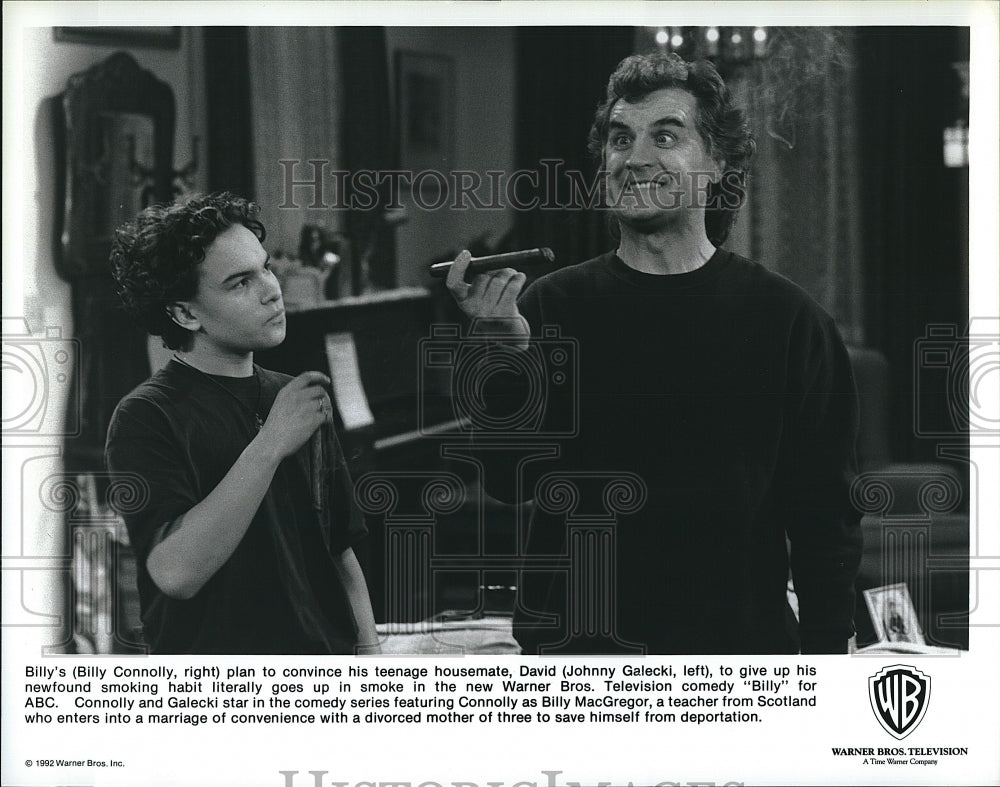 1992 Press Photo Billy Connolly Actor Johnny Galecki Television Sitcom Comedy TV
