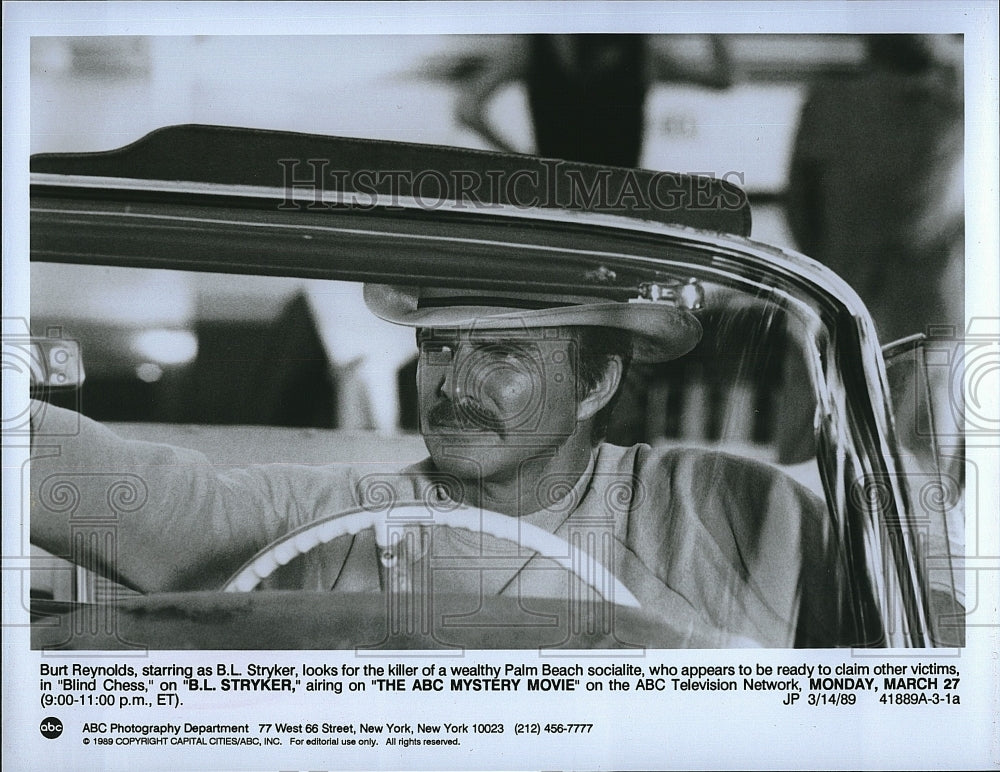 1989 Press Photo Burt Reynolds American Actor B.L. Stryker Action Movie Film- Historic Images