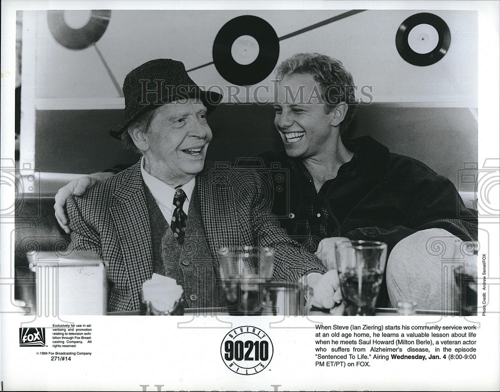 1994 Press Photo Ian Ziering &amp; Milton Berle Star In &quot;Beverly Hills 90210&quot;- Historic Images