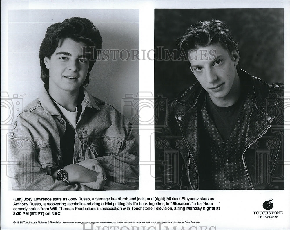 1990 Press Photo Joey Lawrence Actor Michael Stoyanov Blossom TV Comedy Show - Historic Images