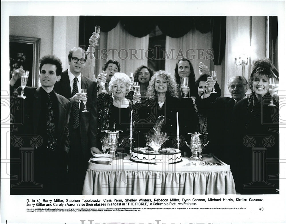 1993 Press Photo Barry Miller Stephen Tobolowsky Chris Penn Shelley Winters- Historic Images