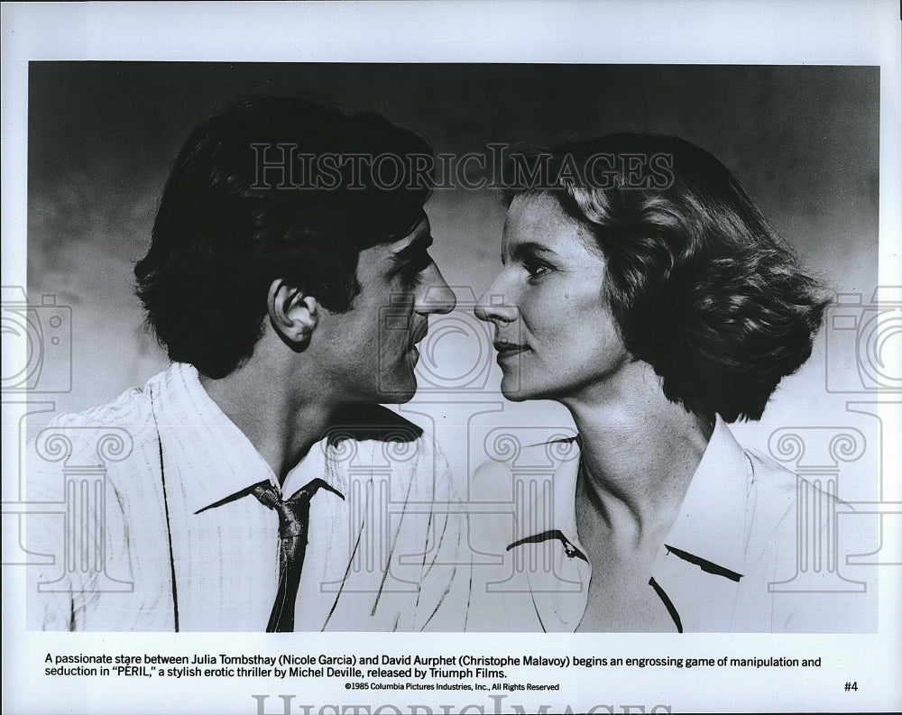 1985 Press Photo Actress Nicole Garcia &amp; Christophe Malavoy in &quot;Peril&quot;- Historic Images