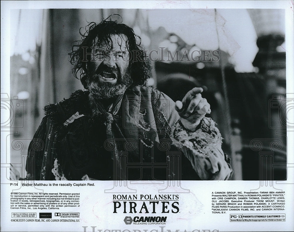 1986 Press Photo Actor Walter Matthau in &quot;Pirates&quot;- Historic Images