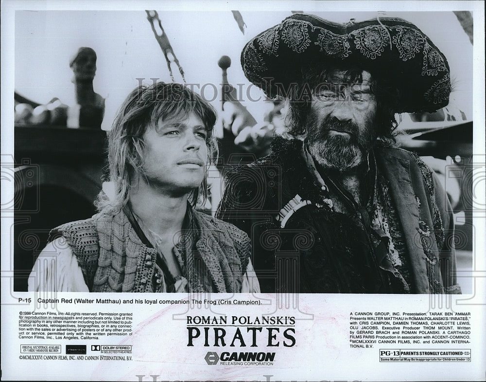 1986 Press Photo Walter Matthau, Cris Campion &quot;Pirates&quot;- Historic Images