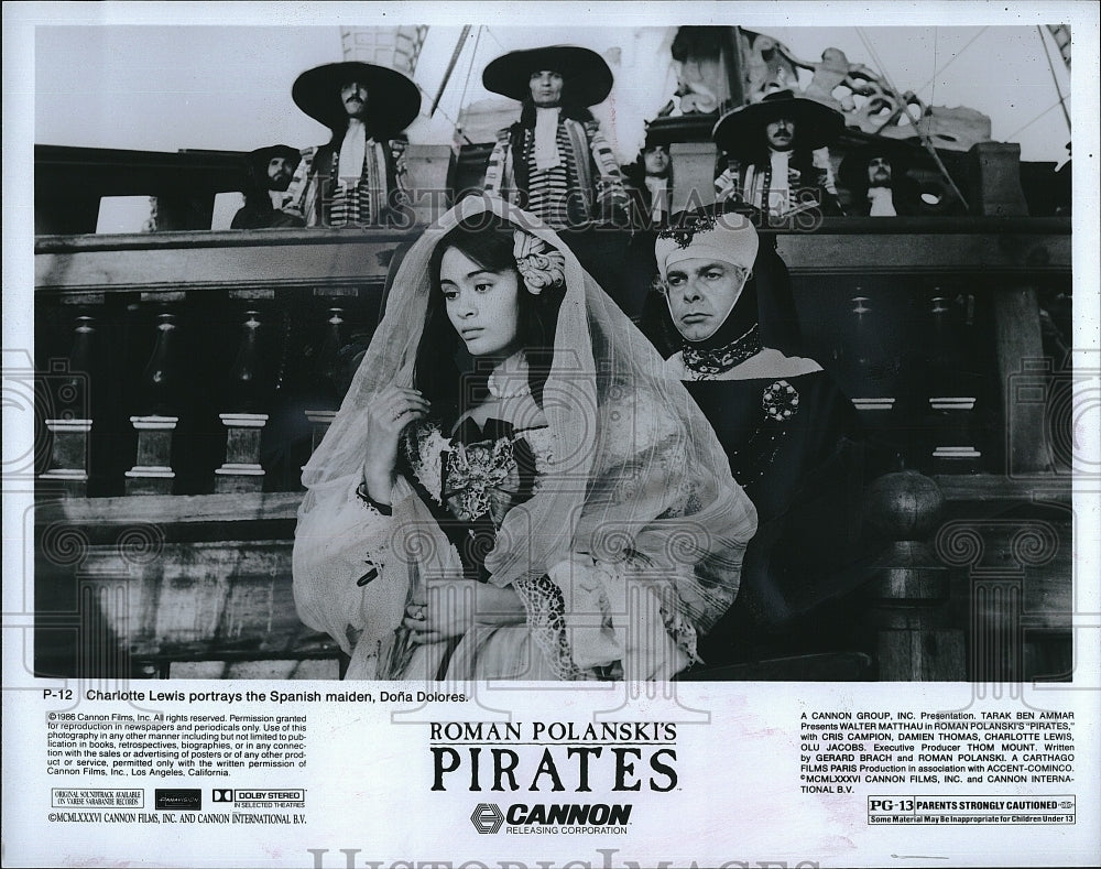 1986 Press Photo Charlotte Lewis &quot;Pirates&quot;- Historic Images