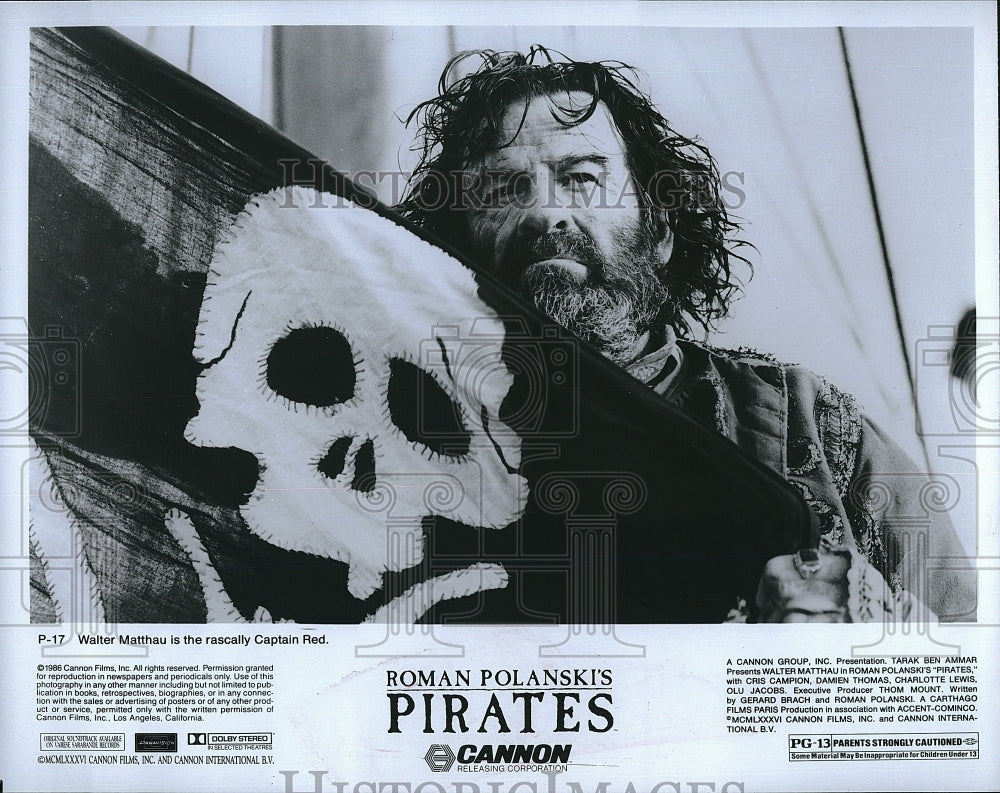 1986 Press Photo Walter Matthau as Captain Red &quot;Pirates&quot;- Historic Images