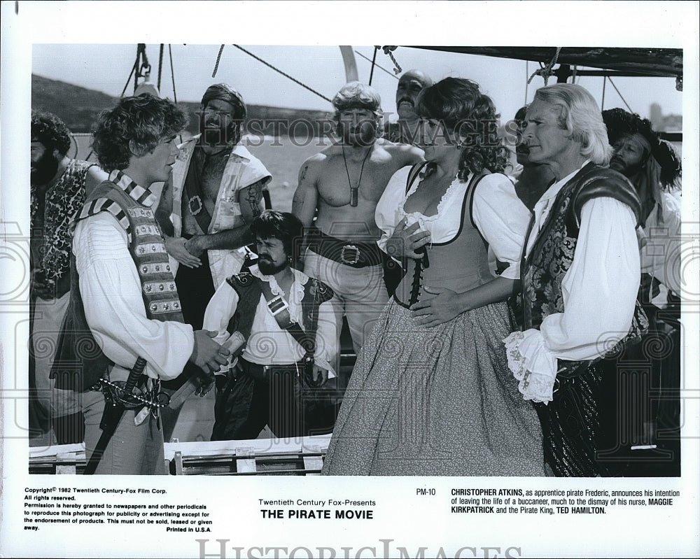 1982 Press Photo C. Atkins, M. Kirkpatrick, Ted Hamilton &quot;The Pirate Movie&quot;- Historic Images