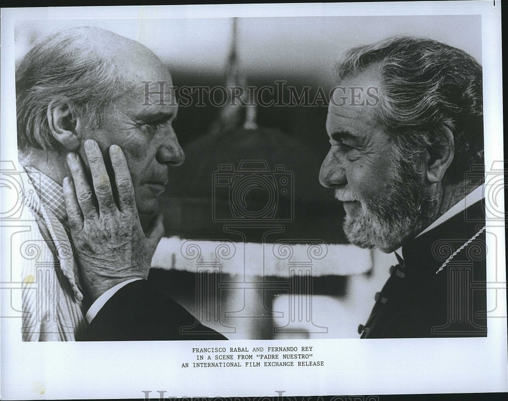 1985 Press Photo Francisco Rabal &amp; Fernando Rey Star In &quot;Padre Nuestro&quot;- Historic Images