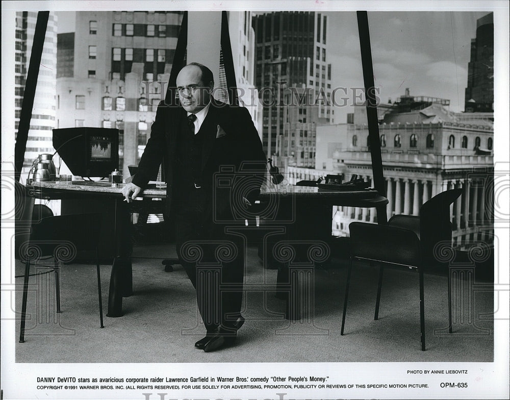 1991 Press Photo Danny DeVito &quot;Other People&#39;s Money&quot;- Historic Images