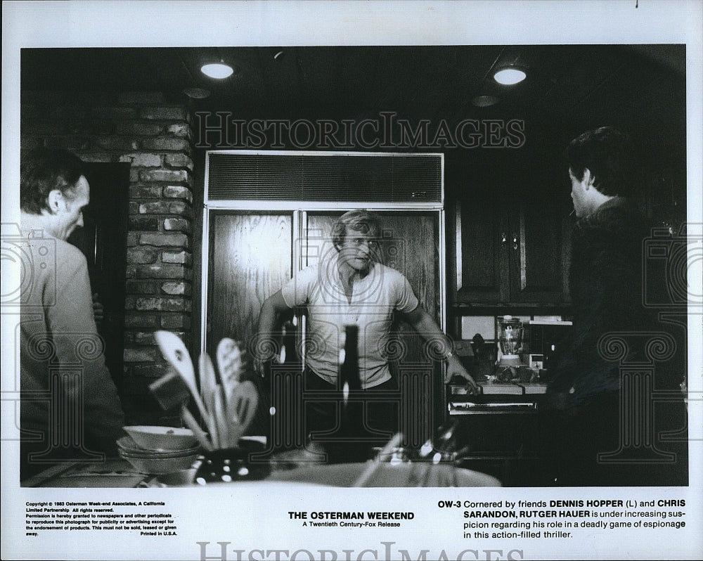 1983 Press Photo &quot;The Osterman Weekend&quot; Chris Sarandon,Dennis Hopper, R Hauer- Historic Images