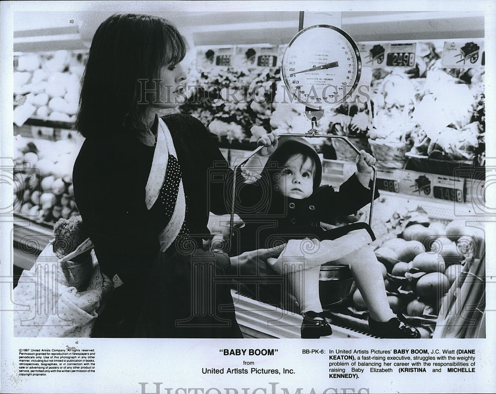 1987 Press Photo &quot;Baby Boom&quot; Diane keaton, Kristina &amp; Michelle Kennedy- Historic Images