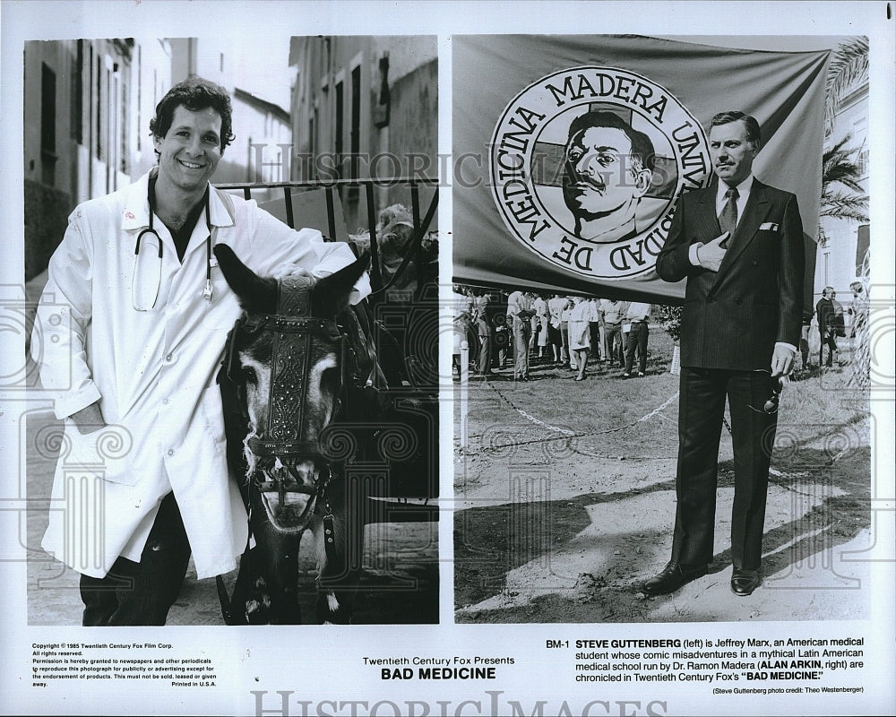 1985 Press Photo &quot;Bad Medicine&quot; starring Steve Guttenberg, Alan Arkin- Historic Images