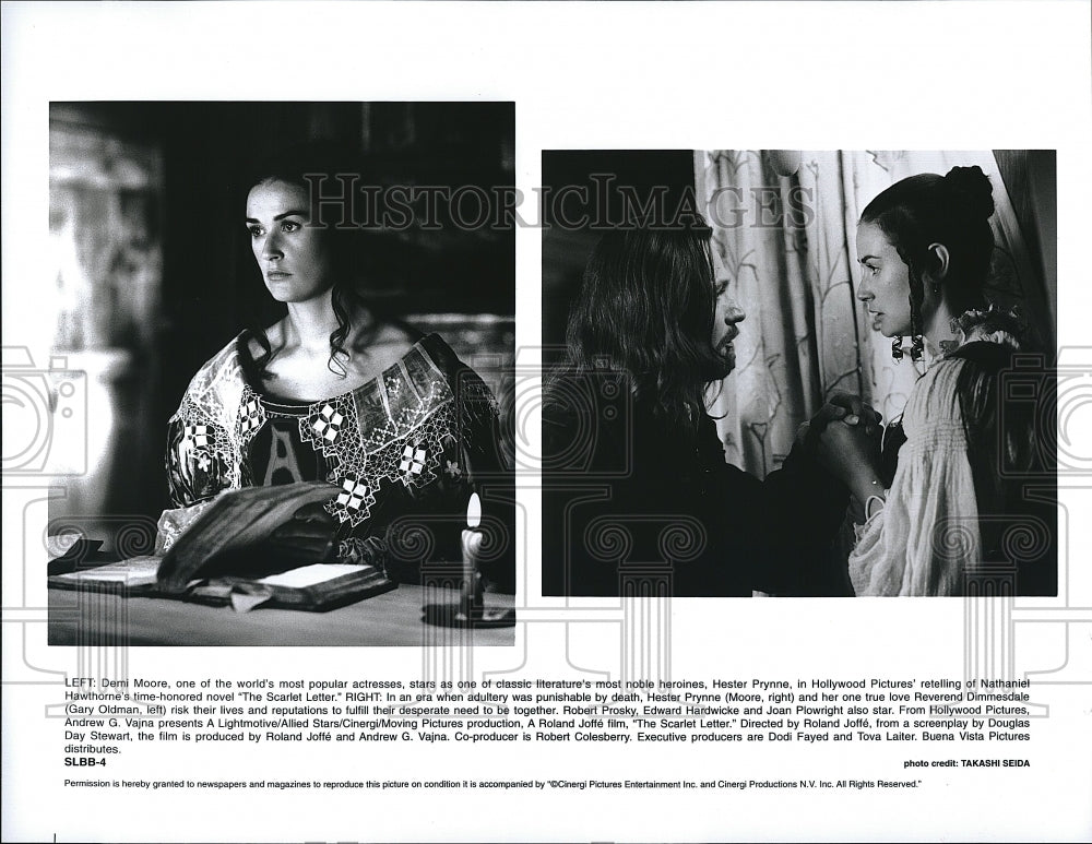 1995 Press Photo Demi Moore, Gary Oldman &quot;The Scarlet Letter&quot;- Historic Images