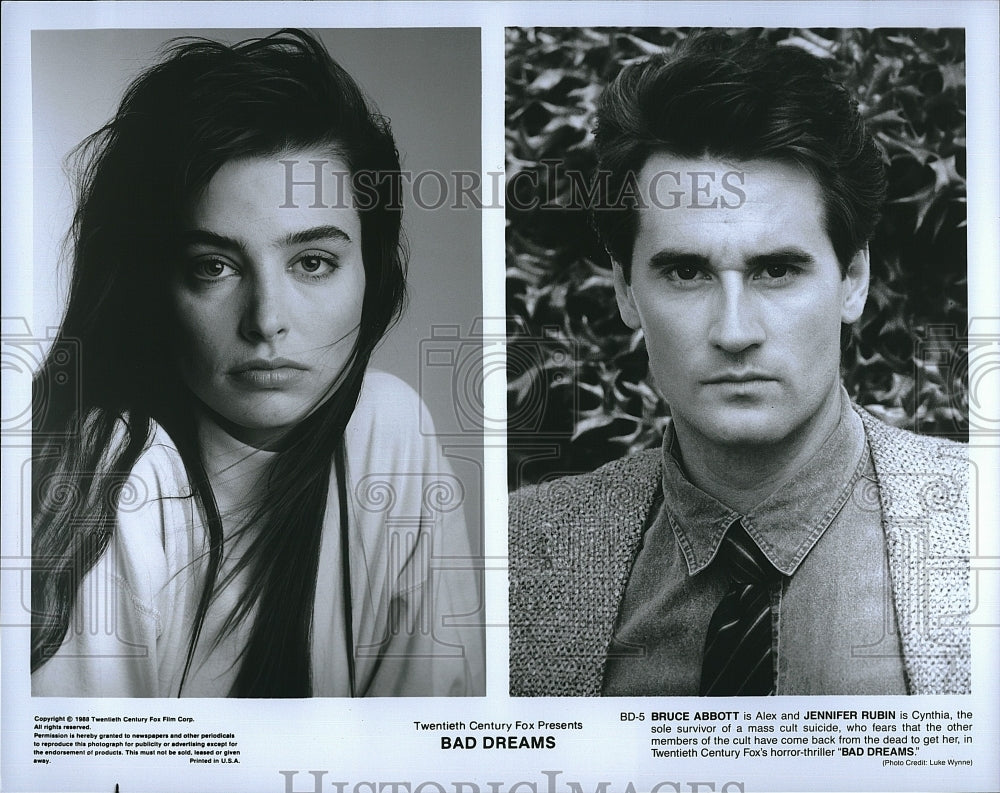 1988 Press Photo Bruce Abbott, Jennifer Rubin, &quot;Bad Dreams&quot;- Historic Images